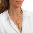 Złocony naszyjnik z ażurowym dekorem z kaskadą łańcuszków. BON AŻUR