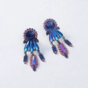 Kolczyki z kryształów i płatków z benzynowym połyskiem. FIAMMA DELLA DONNA