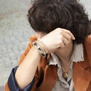 Złota bransoletka z ekoskórą z włosiem à la zebra. SŁOŃCE AFRYKI