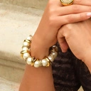 Elastyczna bransoletka z pereł i kółek z kryształkami. ORBITA ŚWIATŁA