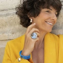 Kolczyki kółka z kulkami emaliowanymi na perłowo. MGLISTY PORANEK