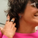 Posrebrzane kolczyki a la statek kosmiczny z krysztalem. Z INNEJ PLANETY