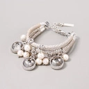 Skórzana bransoletka z kryształkami i perłami.W ULICZKACH TEL AWIWU