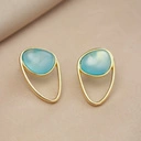 Pozłacane kolczyki z dekorem z błękitnym agatem. AGAT DLA JASNOŚCI