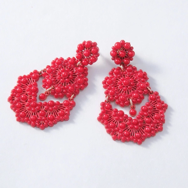 Kolczyki kwiaty z wachlarzem w soczystej czerwieni. WENECKI WIETRZYK