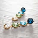 Kolczyki wiszące z niebieskimi i zielonymi kryształami. MORSKI KRAJOBRAZ