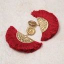 Ornamentalne pozłacane kolczyki wachlarze w czerwieni. CZERWONE POMARAŃCZE