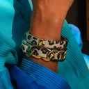 Pozłacana pancerka z ekoskórą z rozetami jaguara. DZIKA NATURA