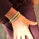 Dwurzędowa bransoletka z koralików w złocie i srebrze. EL PASADOR