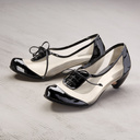 Czarno na białym. Pantofelki na niskim obcasie r. 36