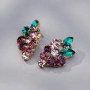 Złocone kolczyki z fioletowych i szmaragdowych kryształów. FIGI NA MIGI