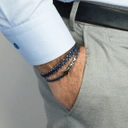 Bransoletka z rzemienia, stalowych koralikówi i linki. TWOJA OTCHŁAŃ