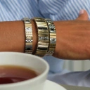 Bransoletka z inkrustowanych i pozłacanych ogniw ze stali. SAINT GERMAIN