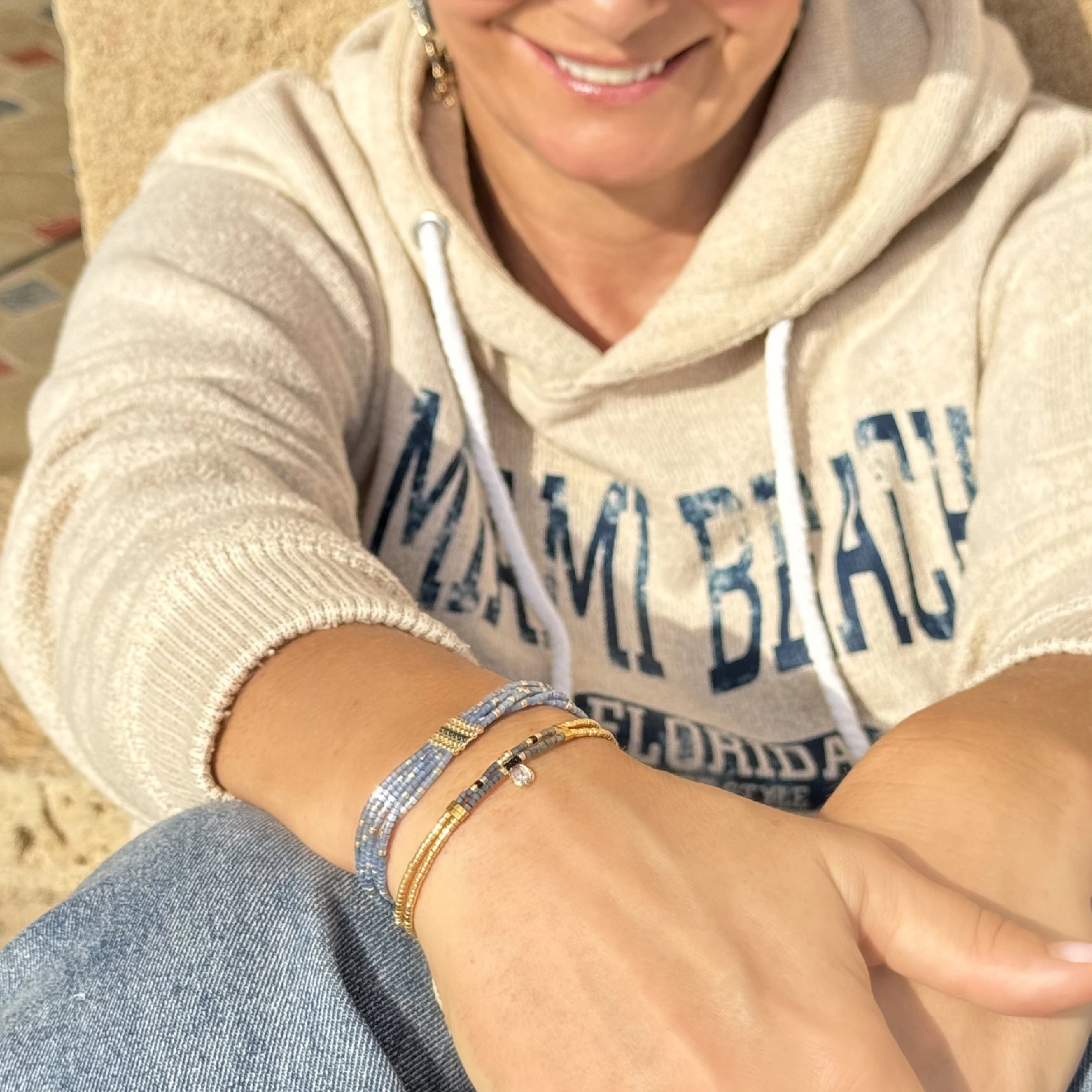 Dwurzędowa bransoletka tkana z paciorków Miyuki. LUCENA