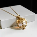 Złocony wisiorek z drzewem i 7 wymiennymi kamieniami. SZCZĘŚLIWA LICZBA