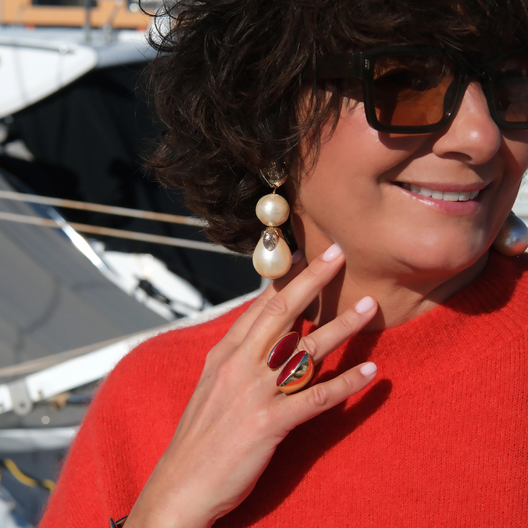 Złocony pierścionek w emalii w tonacji cabernet. ROZPALONE DUSZE