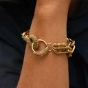 Pozłacana bransoletka z ogniw z ozdobnym zapięciem. FOLIGNO