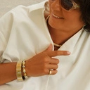 Gładki pozłacany pierścionek z przezroczystą cyrkonią. PARADISE CITY