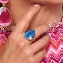 Regulowany pierścień z ciemnobłękitnym kryształem. WSPOMNIENIE OCEANU