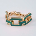 Pozłacana bransoletka z ogniw emaliowanych na zieleń. WIOSENNY BERLIN