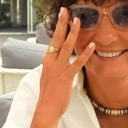 Pozłacany pierścionek w fomie palisady z cyrkoniami. SUNSET BOULEVARD