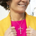 Sztywna złocona bransoletka z kulami w kolorze ecru. VANILLA ICE CREAM