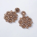 Pozłacane kolczyki kwiaty z kryształami w tonie szampana. GIARDINO DI SENSI