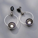 Srebrzone kolczyki koła z kryształkami w czerni i fiolecie. KOSMICZNA OTCHŁAŃ