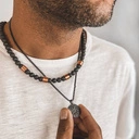 Naszyjnik męski z onyksu z zawieszką. WOJOWNIK