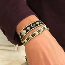 Wąska bransoletka z paciorków MiyukI ze szlaczkiem. NOCNA SONATA