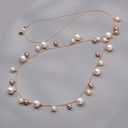 Złocony naszyjnik ze szklanymi perłami w mokka i różu. ZANURZAM SIĘ