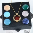 Złocony wisiorek z drzewem i 7 wymiennymi kamieniami. SZCZĘŚLIWA LICZBA