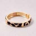 Złota bransoletka z ekoskórą z włosiem à la dziki kot. WILD AFRICA LIGHT