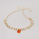 Złocony naszyjnik na łańcuszku z pomarańczowym misiem. ALE MILUCH