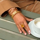 Pozłacana bransoletka z brązową emalią i cyrkoniami. DWORSKIE UCIECHY