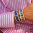 Wąska bransoletka tkana z paciorków Miyuki z dekorami. LATO W MENTON