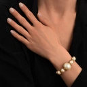 Złocona bransoletka z pięcioma perłowymi koralikami. KSIĘŻNA RIWIERY