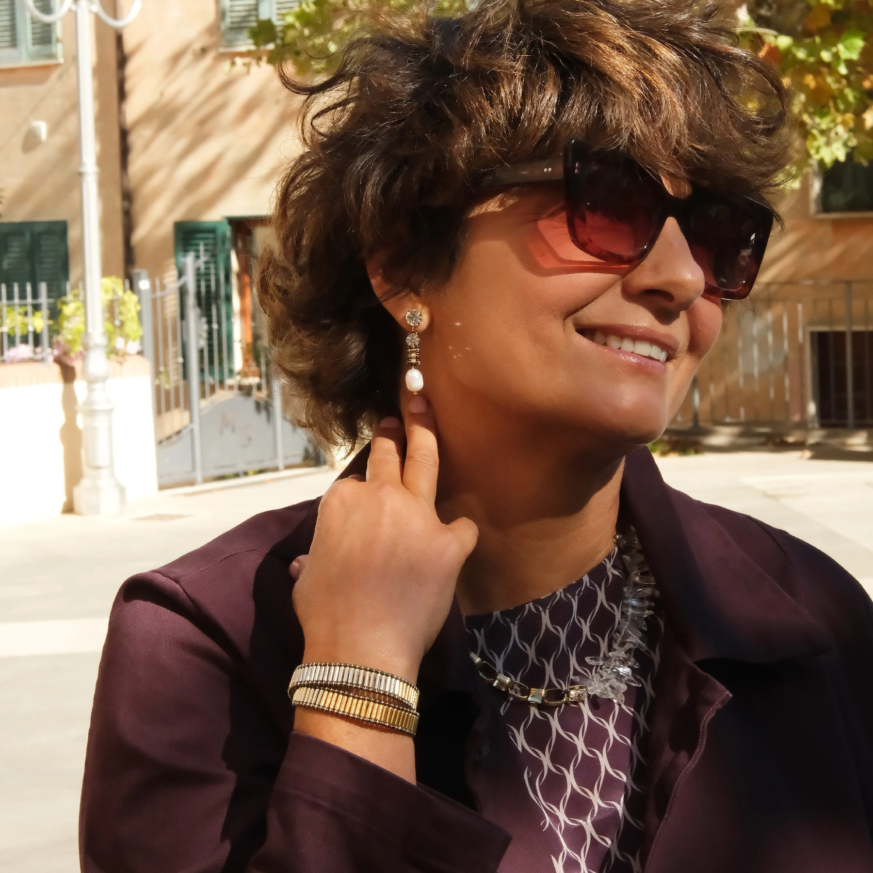 Dwurzędowa bransoletka z koralików w złocie i srebrze. EL PASADOR