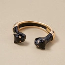 Sztywna otwarta bransoletka z dwiema głowami panter. MIŁO CIĘ POZNAĆ