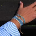 Wąska bransoletka tkana z paciorków Miyuki z dekorem. BONJOUR AZUR