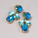 Złocone kolczyki z kryształami w kolorach morza. WODNY ŚWIAT