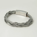 Bransoletka męska ze stalowych splecionych łańcuszków. SUROWY BLASK
