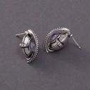 Posrebrzane kolczyki a la statek kosmiczny z krysztalem. Z INNEJ PLANETY