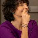 Posrebrzana bransoletka z szarych kryształków i koralików. NA MIŁY DZIEŃ