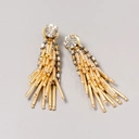 Złocone kolczyki z kryształem i kaskadą pręcików. BLONDIE