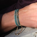 Morsko-złota bransoletka z paciorków Miyuki z dekorem. ALICIA