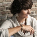 Złoto-srebrna bransoletka łańcuch zapinana na magnes. NOWOCZESNA