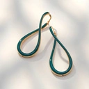 Złocone kolczyki pokryte emalią w butelkowej zieleni. TEMAT RZEKA