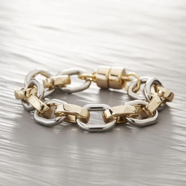 Lekka bransoletka ze złotych i srebrnych ogniw.  RÓŻNE OBLICZA