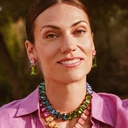 Pozłacany naszyjnik z zielonych i błękitnych kryształów. FLORA MORSKA